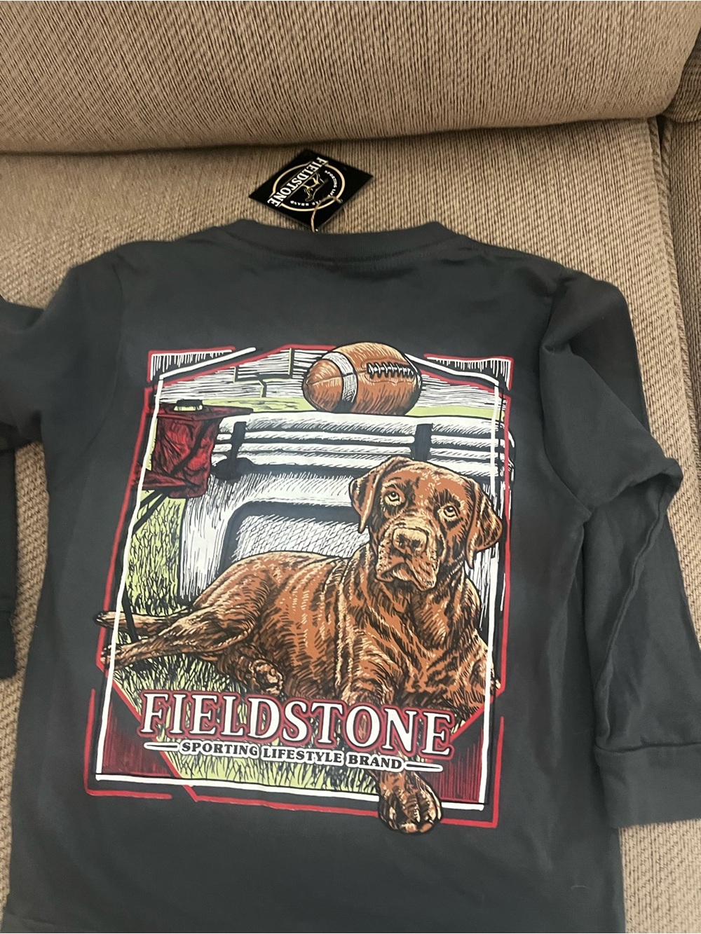Fieldstone Boys' Long Sleeve Graphic Tee - Charcoal